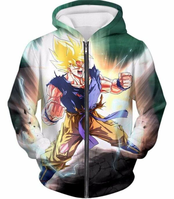 Dragon Ball Super Favourite Hero Goku Super Saiyan 2 Action Hoodie - Dragon Ball Super Hoodie - Zip Up Hoodie