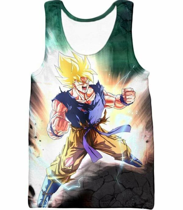 Dragon Ball Super Favourite Hero Goku Super Saiyan 2 Action Zip Up Hoodie - Dragon Ball Super Hoodie - Tank Top