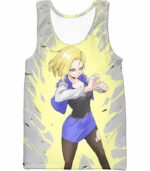 Dragon Ball Super Fighter Android 18 Cool Action Anime White Hoodie - Dragon Ball Z Hoodie - Tank Top