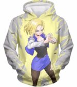 Dragon Ball Super Fighter Android 18 Cool Action Anime White Hoodie - Dragon Ball Z Hoodie - Hoodie