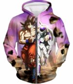 Dragon Ball Super Fighters Goku X Frieza Graphic Hoodie - Dragon Ball Hoodie - Zip Up Hoodie