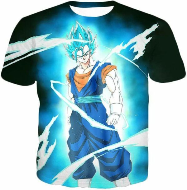 Dragon Ball Super Fusion Technique Vegito Super Saiyan Blue Cool Black Hoodie - DBZ Clothing Hoodie - T-Shirt