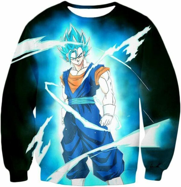 Dragon Ball Super Fusion Technique Vegito Super Saiyan Blue Cool Black Hoodie - DBZ Clothing Hoodie - Sweatshirt