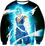 Dragon Ball Super Fusion Technique Vegito Super Saiyan Blue Cool Black Zip Up Hoodie - DBZ Clothing Hoodie - Sweatshirt