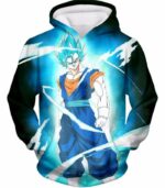 Dragon Ball Super Fusion Technique Vegito Super Saiyan Blue Cool Black Zip Up Hoodie - DBZ Clothing Hoodie - Hoodie