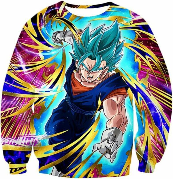 Dragon Ball Super Godly Form Vegito Super Saiyan Blue Graphic Zip Up Hoodie - Sweatshirt