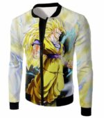 Dragon Ball Super Goku Super Saiyan 3 Anime White Zip Up Hoodie - Jacket