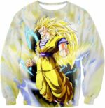 Dragon Ball Super Goku Super Saiyan 3 Anime White Zip Up Hoodie - Sweatshirt