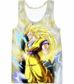 Dragon Ball Super Goku Super Saiyan 3 Anime White Zip Up Hoodie - Tank Top