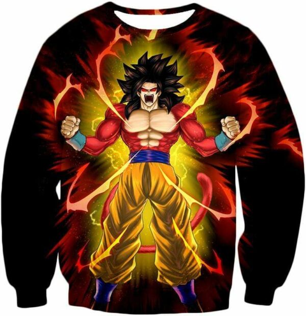 Dragon Ball Super Goku Super Saiyan 4 Power Black Zip Up Hoodie - Sweatshirt