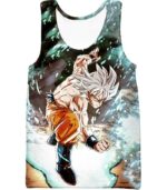 Dragon Ball Super Goku Super Saiyan White Graphic Zip Up Hoodie - Tank Top