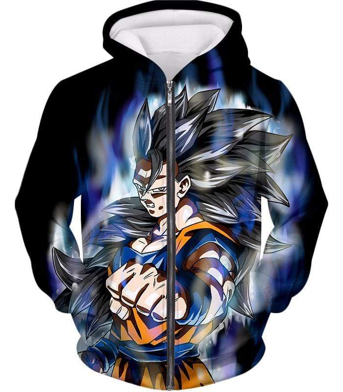 Dragon Ball Super Goku Ultra Instinct Super Saiyan 3 Black Zip Up Hoodie