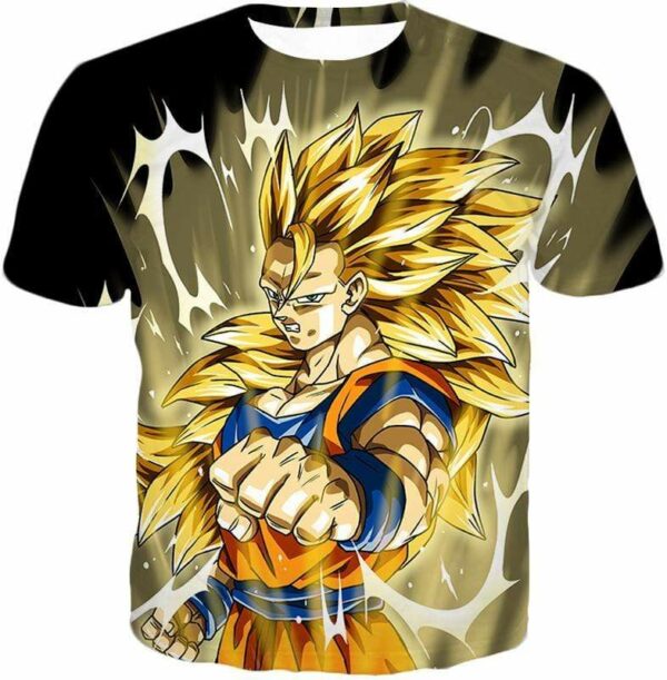 Dragon Ball Super Incredible Fighter Goku Super Saiyan 3 Graphic Black Zip Up Hoodie - T-Shirt