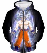 Dragon Ball Super Incredible Form Goku Super Saiyan White Cool Black Zip Up Hoodie - DBZ Clothing Hoodie - Zip Up Hoodie