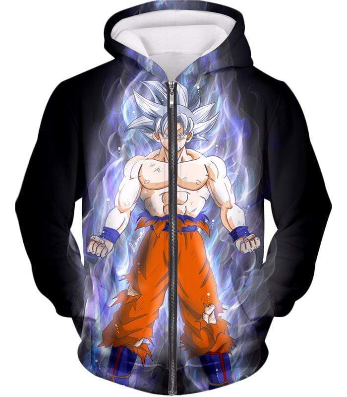 Dragon Ball Super Incredible Form Goku Super Saiyan White Cool Black Zip Up Hoodie - DBZ Clothing Hoodie - Zip Up Hoodie