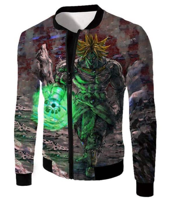 Dragon Ball Super Incredible Power Legendary Super Saiyan Broly Cool Blur Graphic Hoodie - Jacket