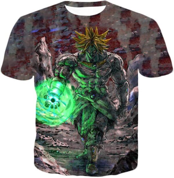 Dragon Ball Super Incredible Power Legendary Super Saiyan Broly Cool Blur Graphic Zip Up Hoodie - T-Shirt