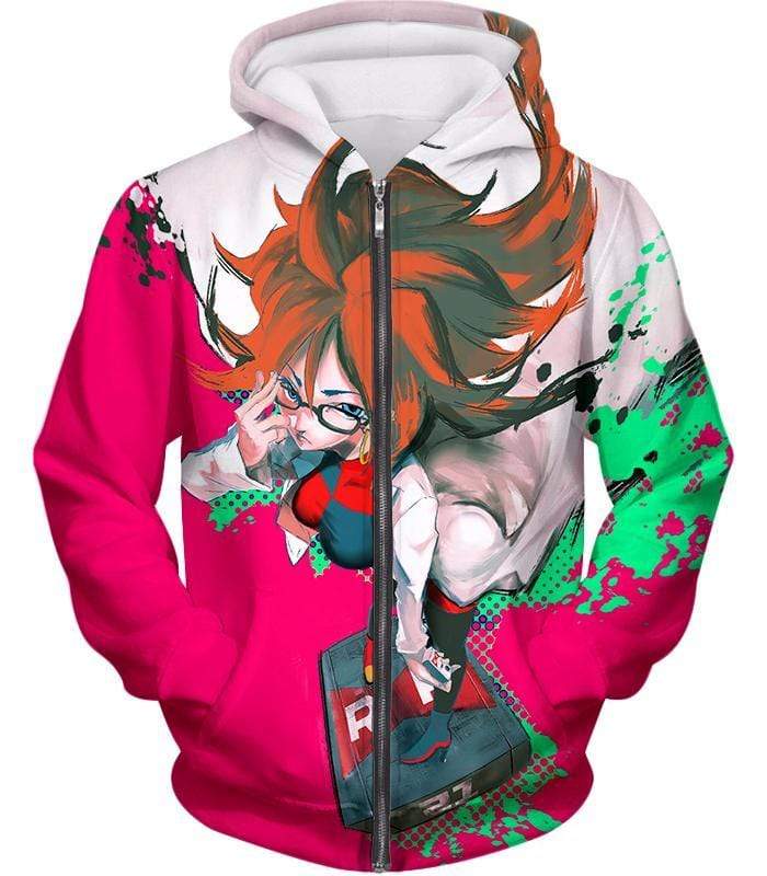 Dragon Ball Super Incredibly Intelligent Android 21 Cool Zip Up Hoodie - Dragon Ball Super Hoodie - Zip Up Hoodie