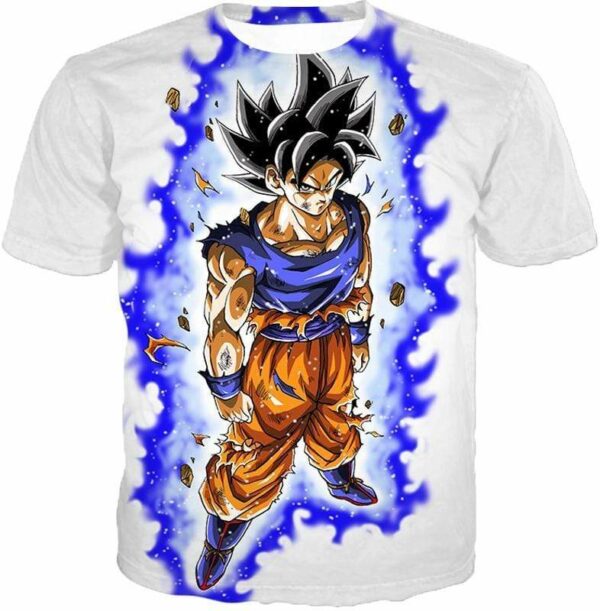 Dragon Ball Super Latest Form Goku Ultra Instinct Super Cool Action White Zip Up Hoodie - DBZ Hoodie - T-Shirt