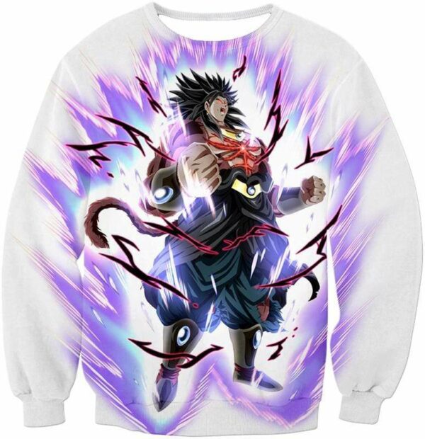 Dragon Ball Super Legendary Saiyan Warrior Broly Ultra Instinct Action Cool White Zip Up Hoodie - Dragon Ball Super Hoodie - Sweatshirt