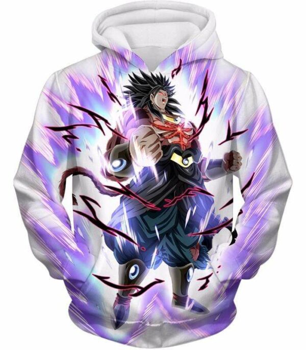 Dragon Ball Super Legendary Saiyan Warrior Broly Ultra Instinct Action Cool White Zip Up Hoodie - Dragon Ball Super Hoodie - Hoodie