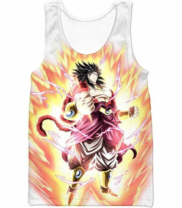 Dragon Ball Super Legendary Saiyan Warrior Broly Ultra Instinct Rising White Zip Up Hoodie - DBZ Clothing Hoodie - Tank Top