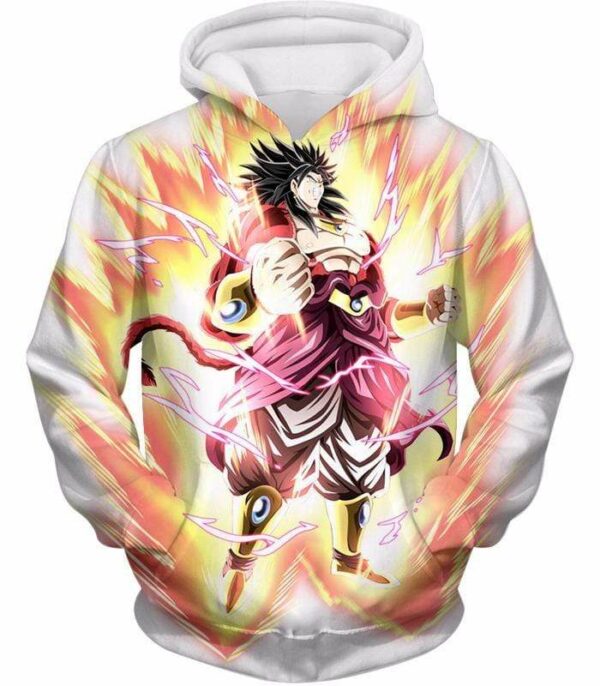 Dragon Ball Super Legendary Saiyan Warrior Broly Ultra Instinct Rising White Zip Up Hoodie - DBZ Clothing Hoodie - Hoodie