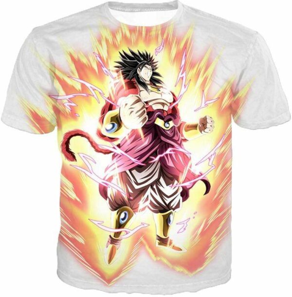 Dragon Ball Super Legendary Saiyan Warrior Broly Ultra Instinct Rising White Zip Up Hoodie - DBZ Clothing Hoodie - T-Shirt