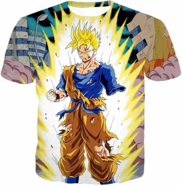 Dragon Ball Super One Handed Goku Super Saiyan Action Graphic Zip Up Hoodie - T-Shirt