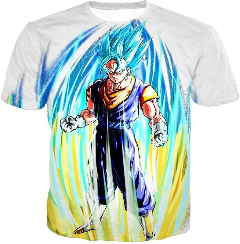 Dragon Ball Super Powerful Fusion Warrior Vegito Super Saiyan Blue White Hoodie - T-Shirt