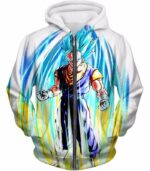 Dragon Ball Super Powerful Fusion Warrior Vegito Super Saiyan Blue White Hoodie - Zip Up Hoodie