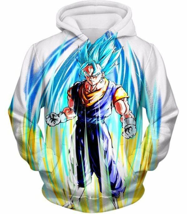 Dragon Ball Super Powerful Fusion Warrior Vegito Super Saiyan Blue White Hoodie