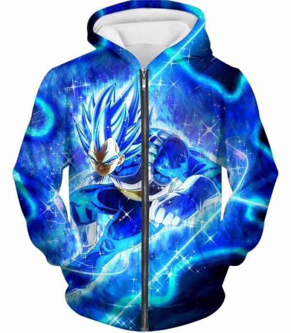 Dragon Ball Super Prince Vegeta Super Saiyan Blue Ultimate Anime Graphic Action Hoodie - DBZ Hoodie - Zip Up Hoodie