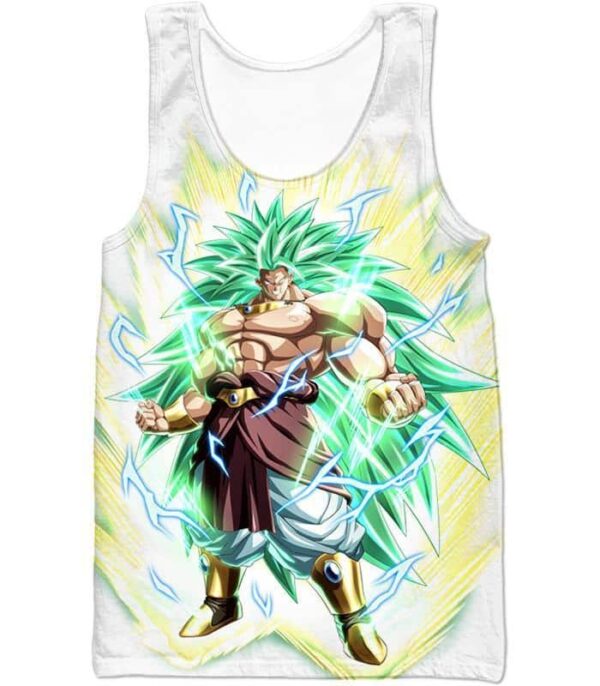 Dragon Ball Super Rising Power Legendary Super Saiyan 3 Broly White Hoodie - Tank Top