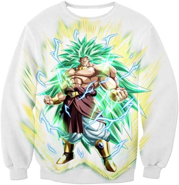 Dragon Ball Super Rising Power Legendary Super Saiyan 3 Broly White Zip Up Hoodie - Sweatshirt