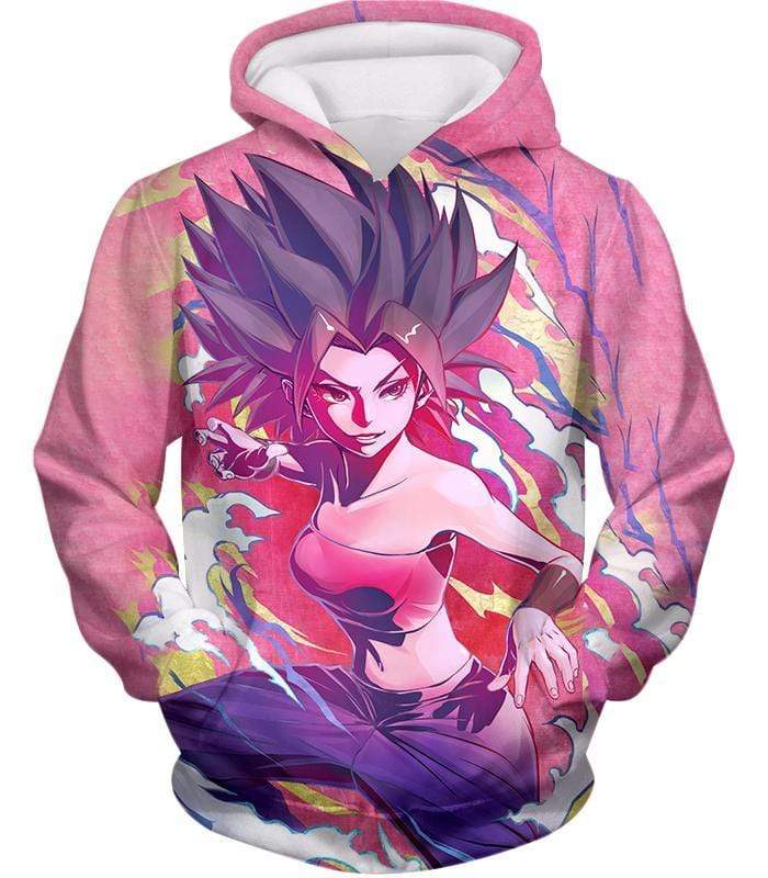 Dragon Ball Super Saiyan Caulifla Cool Action Pink Hoodie - Dragon Ball Hoodie - Hoodie