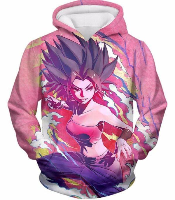 Dragon Ball Super Saiyan Caulifla Cool Action Pink Zip Up Hoodie - Dragon Ball Hoodie - Hoodie