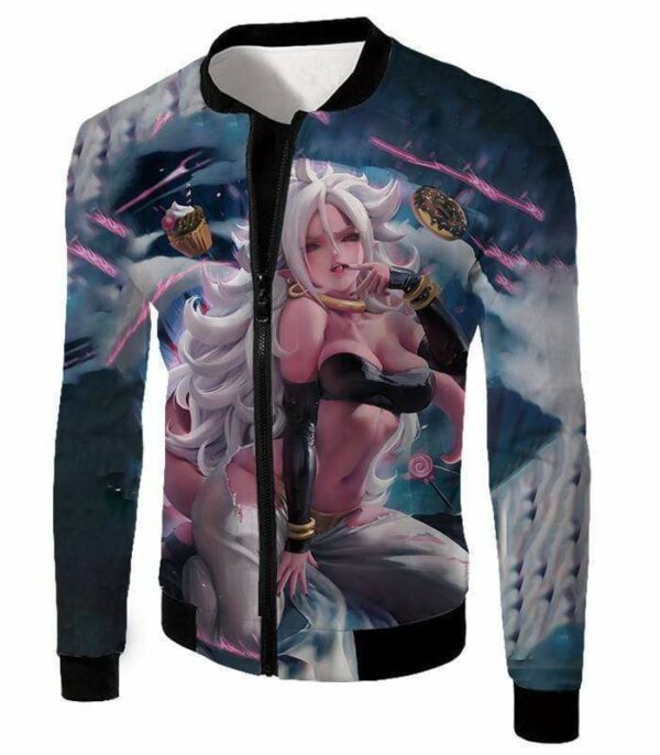 Dragon Ball Super Sexy Evil Android 21 Intelligent Creation Cool Black Zip Up Hoodie - DBZ Clothing Hoodie - Jacket