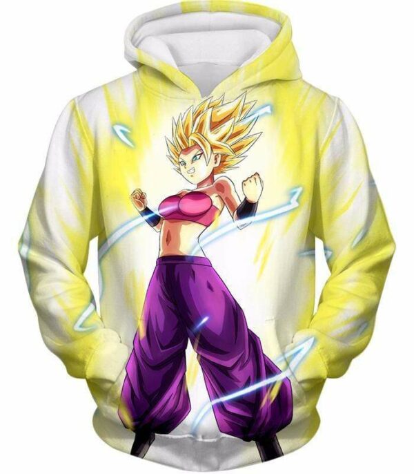 Dragon Ball Super Super Saiyan 2 Caulifla Anime White Hoodie - Hoodie