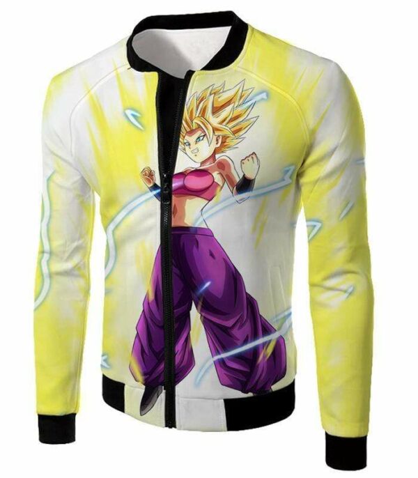 Dragon Ball Super Super Saiyan 2 Caulifla Anime White Hoodie - Jacket