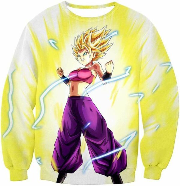 Dragon Ball Super Super Saiyan 2 Caulifla Anime White Hoodie - Sweatshirt