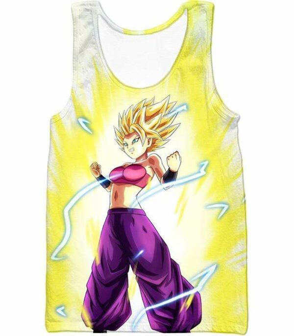 Dragon Ball Super Super Saiyan 2 Caulifla Anime White Hoodie - Tank Top