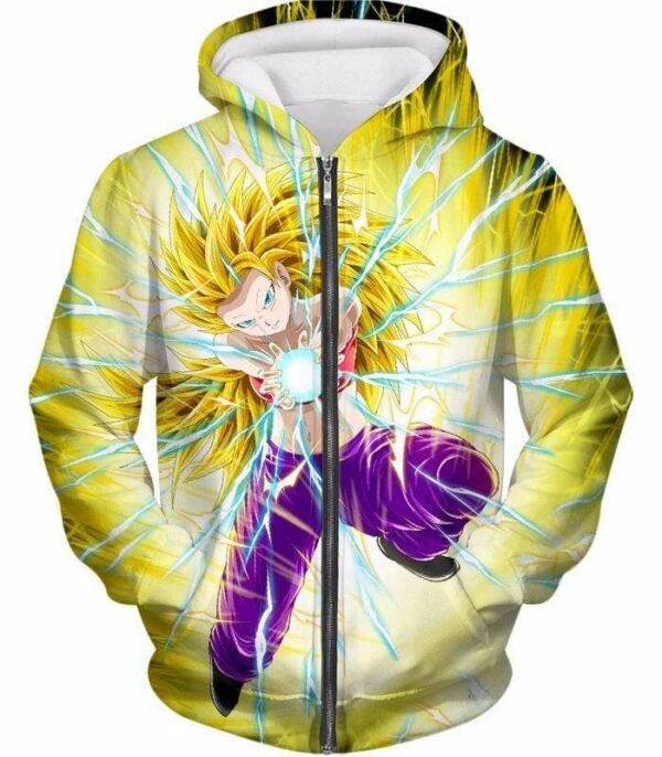 Dragon Ball Super Super Saiyan 3 Caulifla Cool Action Anime Graphic Hoodie - Dragon Ball Super Hoodie - Zip Up Hoodie