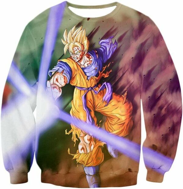 Dragon Ball Super Super Saiyan Goku One Handed Battle Action Hoodie - Sweatshirt