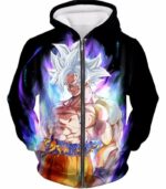 Dragon Ball Super Super Saiyan White Goku Fighting Form Cool Black Hoodie - Zip Up Hoodie