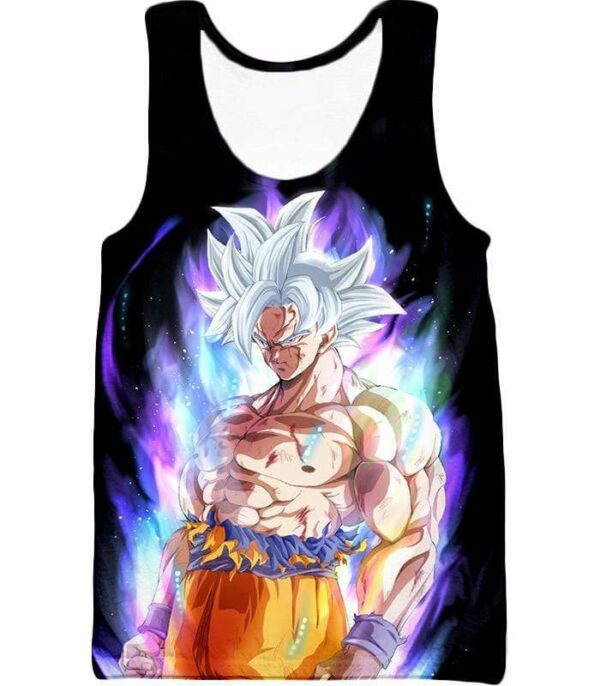 Dragon Ball Super Super Saiyan White Goku Fighting Form Cool Black Zip Up Hoodie - Tank Top