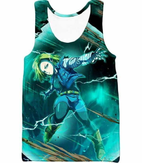 Dragon Ball Super Very Cool Action Hero Android 18 Graphic Hoodie - Dragon Ball Super Hoodie - Tank Top