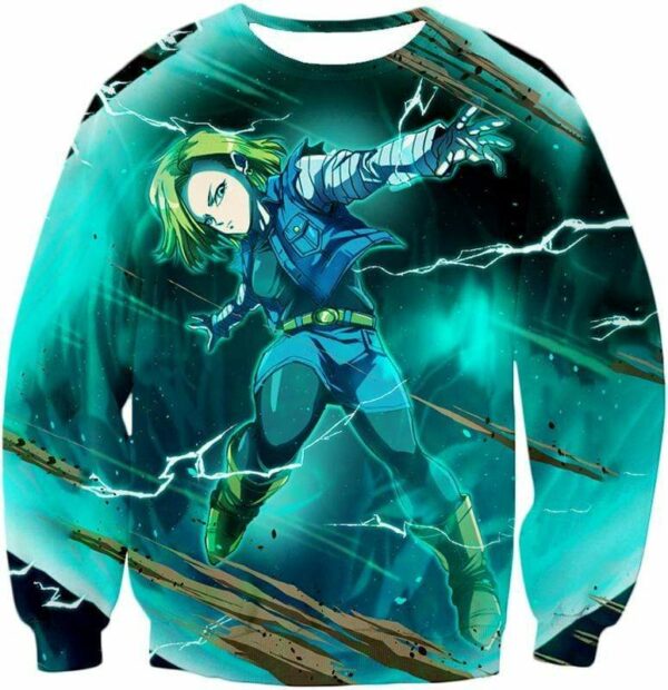 Dragon Ball Super Very Cool Action Hero Android 18 Graphic Zip Up Hoodie - Dragon Ball Super Hoodie - Sweatshirt