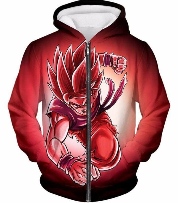 Dragon Ball Super Warrior Goku Super Saiyan God Red Hoodie - Zip Up Hoodie