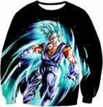 Dragon Ball Super Warrior Vegito Super Saiyan Blue Godly Mode Cool Black Zip Up Hoodie - Sweatshirt